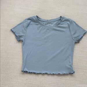 The OG Tee Collection Blue Ribbed Lettuce Edge Tee